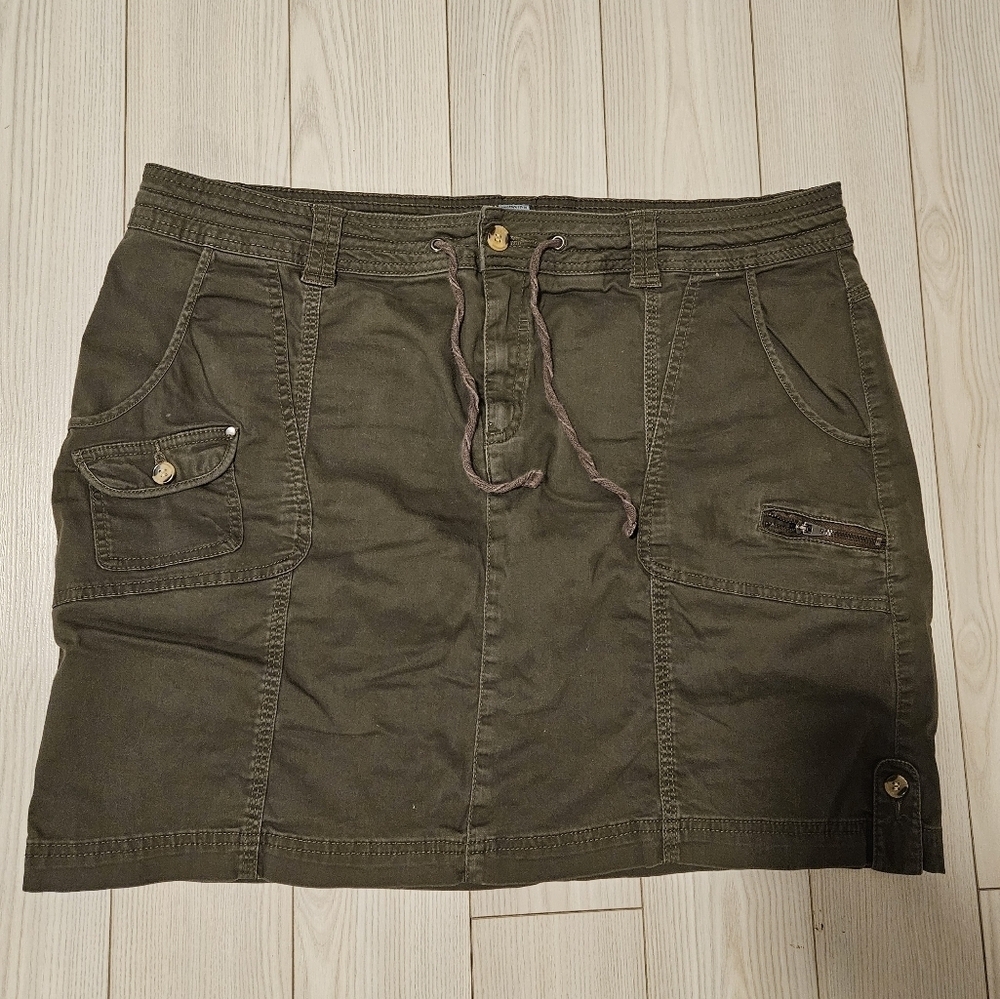 Womens sz 18 W kaki green skirt adjustable waist plus size